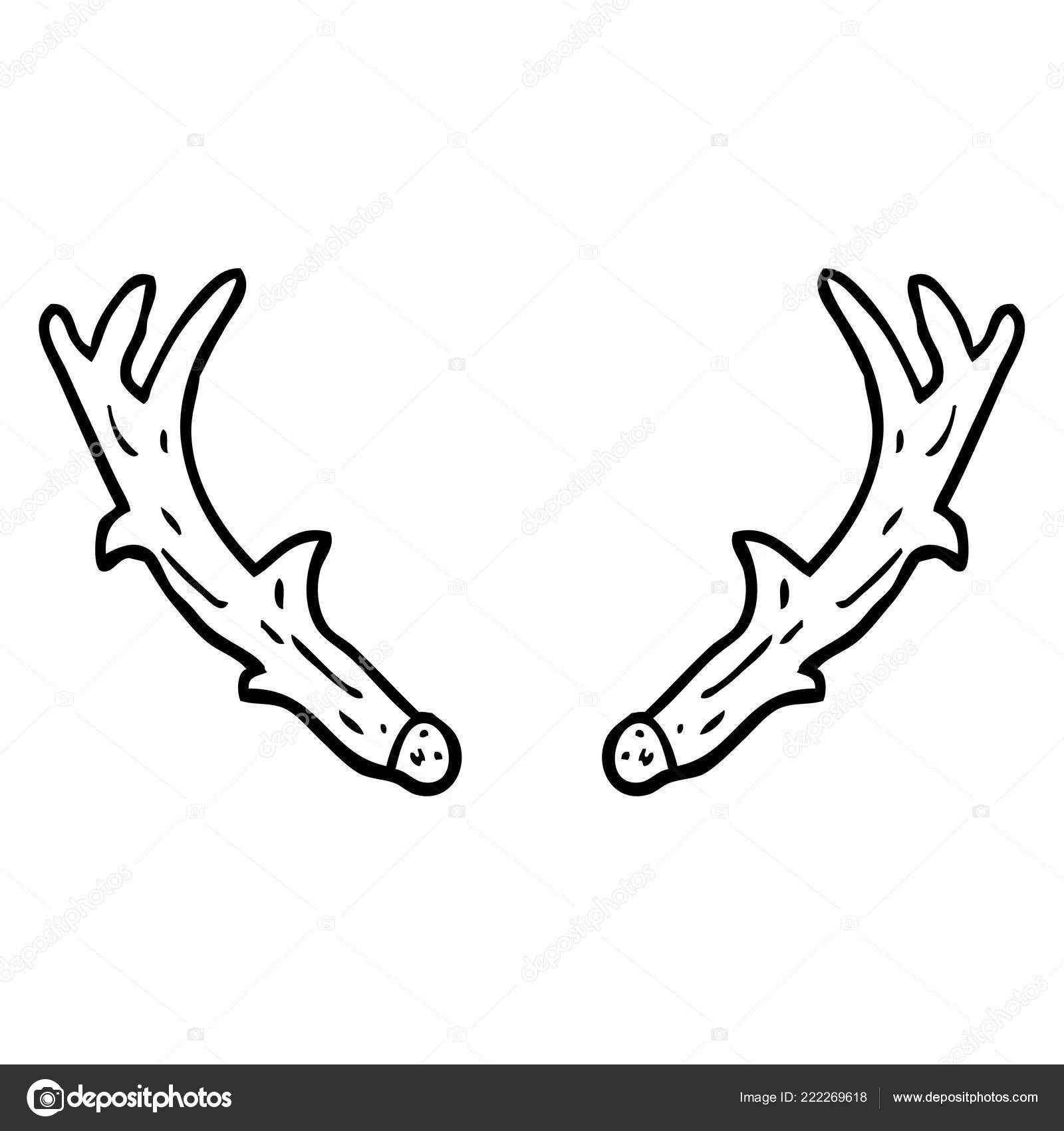 Black White Cartoon Antlers Stock Vector Image by ©lineartestpilot