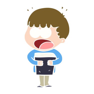 düz renk stili bir kitapla şok adam çizgi film