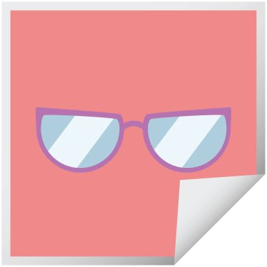 Gözlük grafik vektör çizim kare etiketi