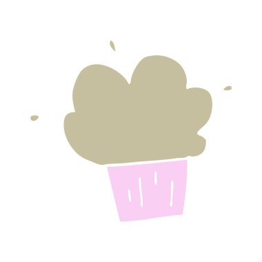 düz renk tarzı çizgi film cupcake