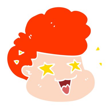 düz renk tarzı çizgi film heyecanlı çocuk