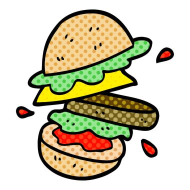 çizgi film doodle burger illüstrasyon