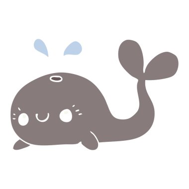 sevimli düz renk tarzı çizgi film balina