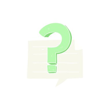 soru işareti konuşma balonu düz renkli çizimi