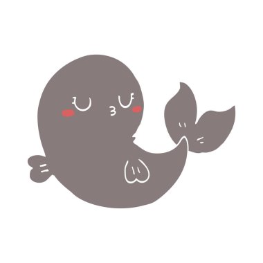 sevimli düz renk tarzı çizgi film balina