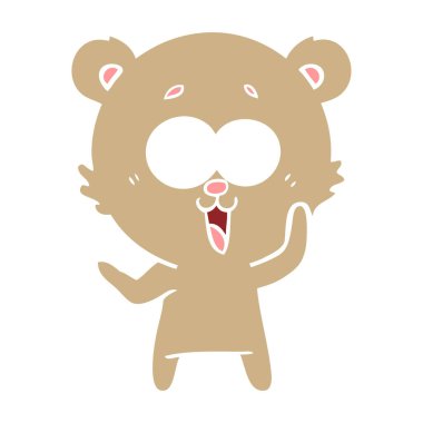 oyuncak ayı düz renk stil çizgi film gülüyor