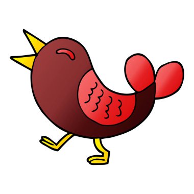 çizgi film doodle kırmızı kuş