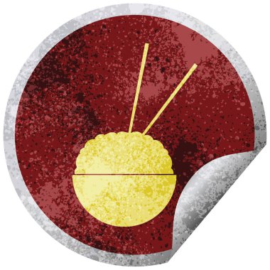 Pilav kasesi etiket vektör çizim peeling dairesel