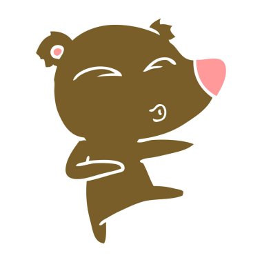 ayı ıslık düz renk stil çizgi film