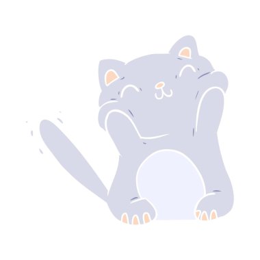 düz renk stil karikatür kedi