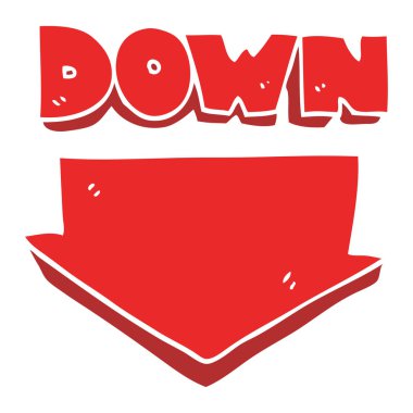 ok sembolü aşağı düz renkli çizimi