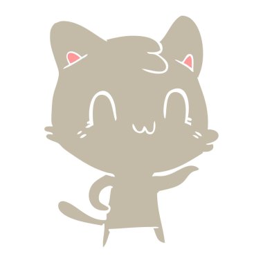 düz renk stil karikatür mutlu kedi