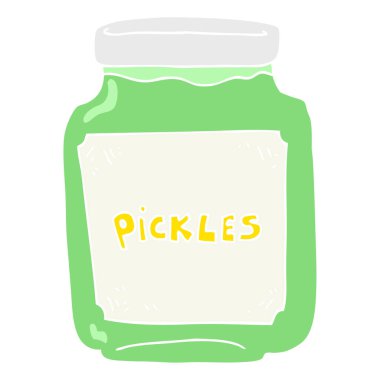 turşu kavanozu düz renkli çizimi