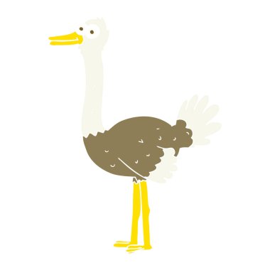 Devekuşu düz renkli çizimi