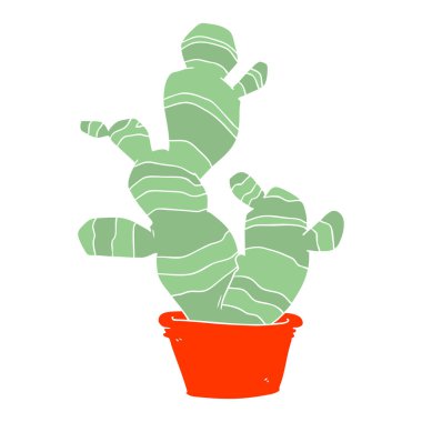 düz renk tarzı çizgi film kaktüs