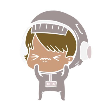 kızgın düz renk tarzı çizgi film alan kız