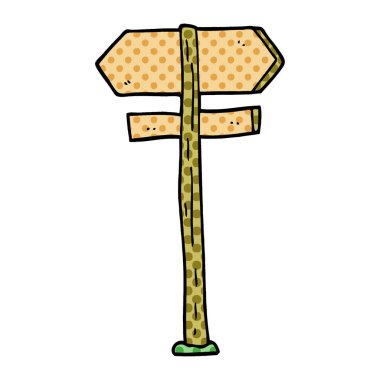 çizgi film doodle yön işareti altı