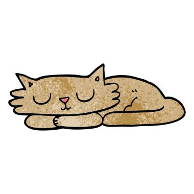 çizgi film doodle uyuyan kedi