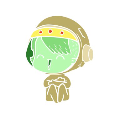 mutlu düz renk tarzı çizgi film alan kız