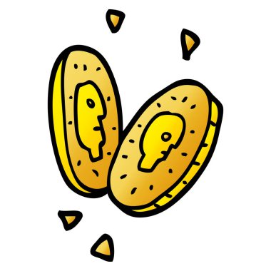 çizgi film doodle altın sikkeler