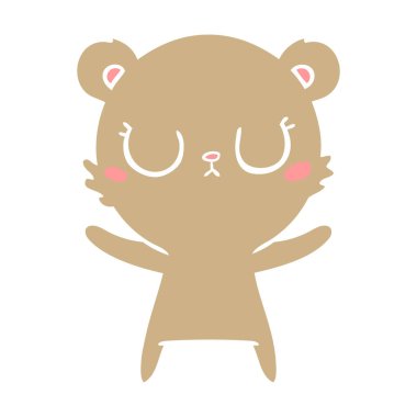 huzurlu düz renk tarzı çizgi film ayı