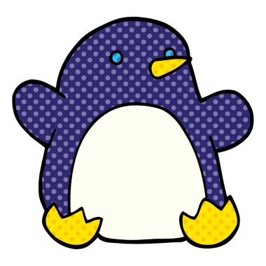 Doodle yılbaşı penguen karikatür