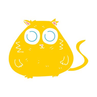 İri güzel gözlü kedi düz renkli çizimi