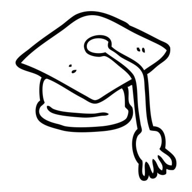 siyah beyaz çizgi film mezuniyet şapka