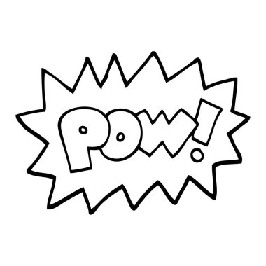 siyah beyaz çizgi film pow sembolü