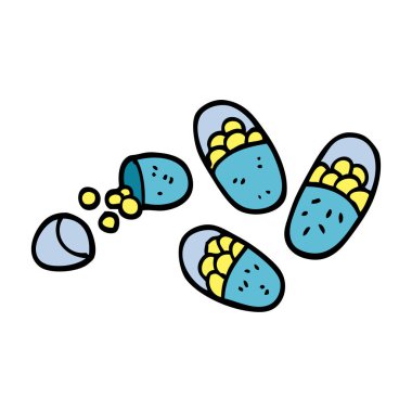 çizgi film tablet, ilaç Tema doodle