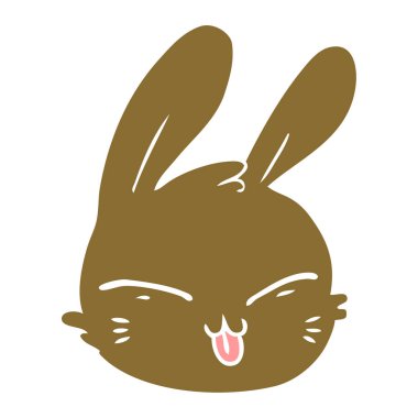 düz renk stil karikatür tavşan yüz