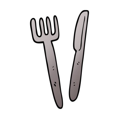 çizgi film doodle bıçak ve çatal