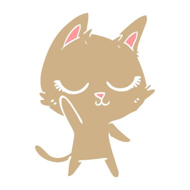 düz renk sakin tarzı çizgi film kedi