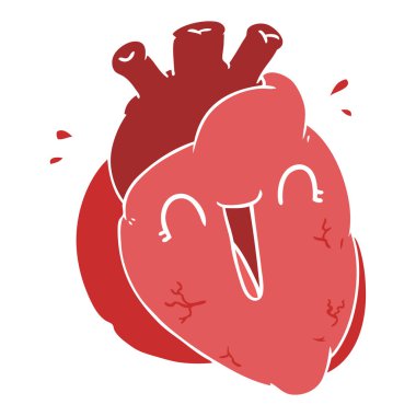 düz renk tarzı çizgi film kalp gülüyor