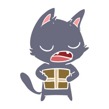 konuşan kedi düz renk stil çizgi film