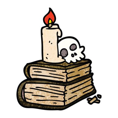 Doodle ürkütücü eski büyü kitapları cartoon