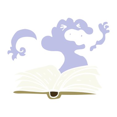 düz renk illüstrasyon karikatür büyü kitabı