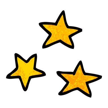 Grunge dokulu illüstrasyon karikatür üç yıldız