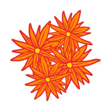 düz renk tarzı çizgi film parlak çiçek