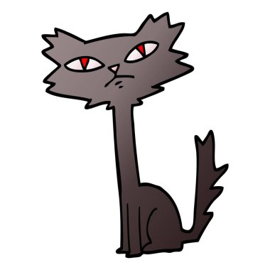 vektör degrade illüstrasyon karikatür halloween siyah kedi