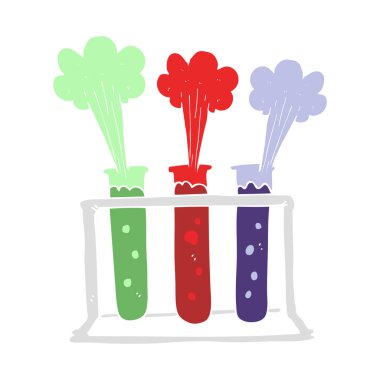 test tüpleri patlayan raf düz renkli çizimi