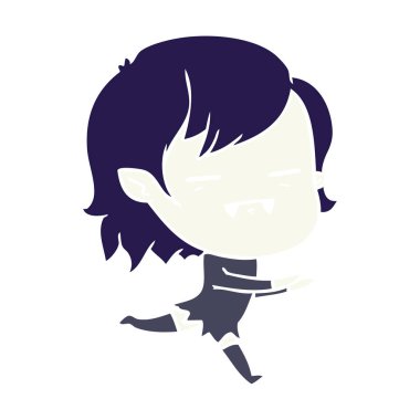 düz renk tarzı çizgi film ölümsüz vampir kız çalıştıran