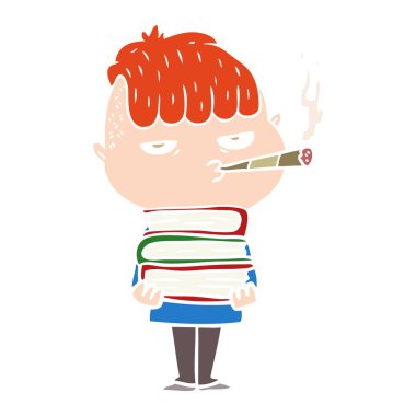 düz renk tarzı çizgi film adam sigara