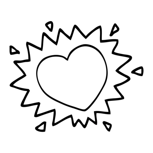 Line Drawing Cartoon Love Heart — Stock Vector