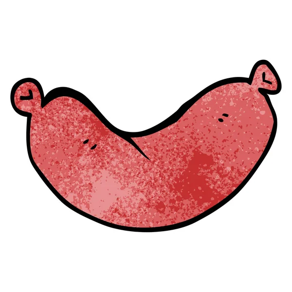 Saucisse Doodle Dessin Animé Isolée Sur Fond Blanc — Image vectorielle