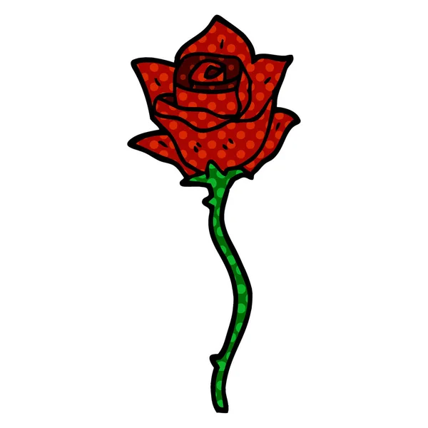 Dessin Animé Doodle Rose Rouge — Image vectorielle