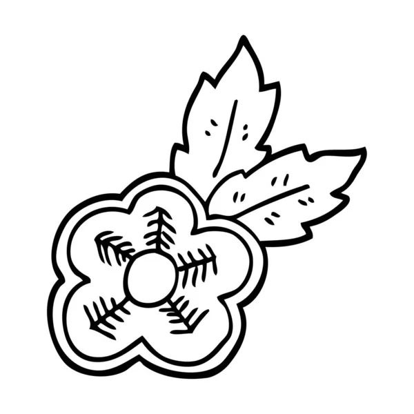 Linienzeichnung Cartoon Rose Tattoo Symbol — Stockvektor