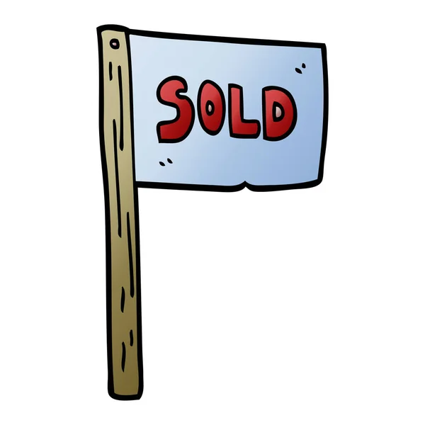 Cartoon Doodle Sold Sign — Stock Vector