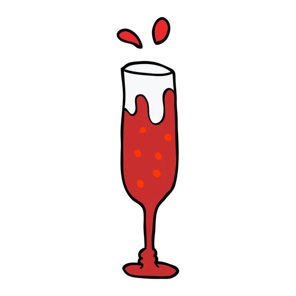 Dessin Animé Doodle Champagne Sur Fond Blanc — Image vectorielle