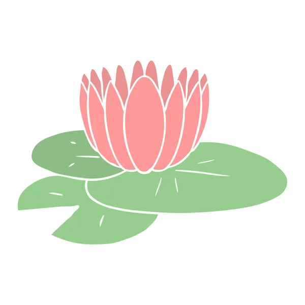 Flat Color Style Cartoon Water Lily — Stock Vector